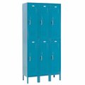 Global Industrial Double Tier Locker, 12x12x36, 6 Door, Unassembled, Blue 652075BL